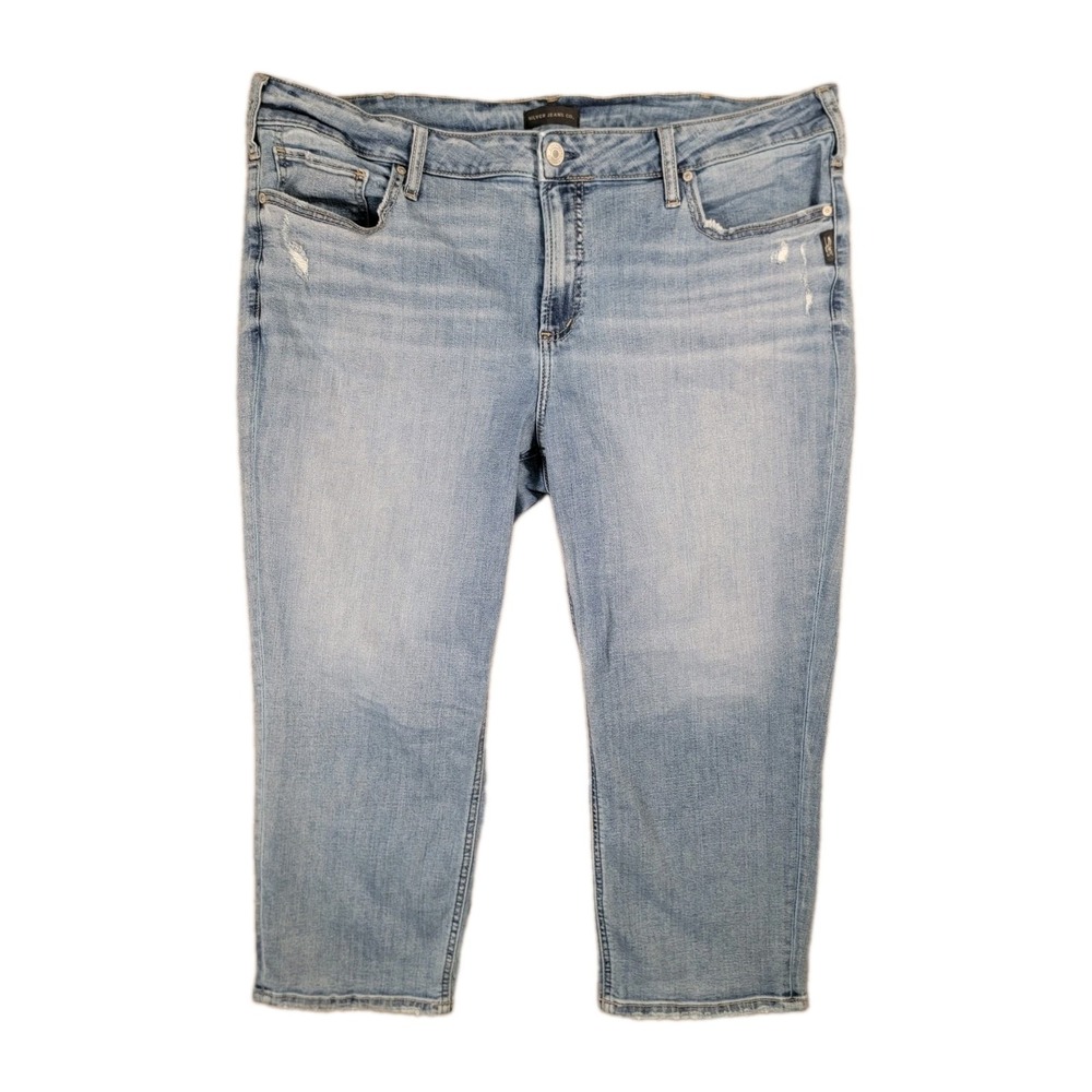 Silver Jeans Suki Capri Womens 20W Blue Light Wash Curvy Stretch Denim Cropped